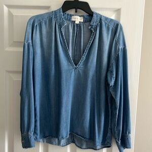 Cloth & Stone chambray denim v-neck blouse
